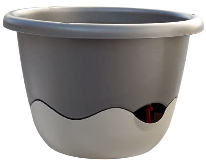 Plastia Blumenampel, Dunkel und Hell Anthrazit, 25 x 25 x 17 cm, Bewässerungsampel MARETA