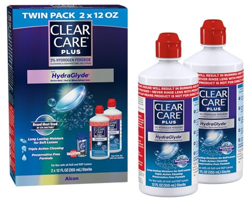 Clear Care Plus Cleaning and Disinfecting Solution with Lens Case, Twin Pack, 12-Ounces Each