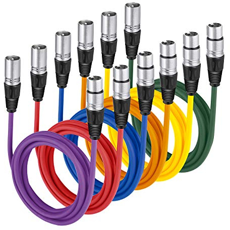 Neewer® 6er Pack 6.5FT / 2M XLR-Stecker auf XLR-Buchse Farbe Mikrofonkabel Gummi versiegelte Verbindungskabel Kabel Ausgewogene Schlangen Kabel (Grün, Blau, Lila, Rot, Gelb und Orange)