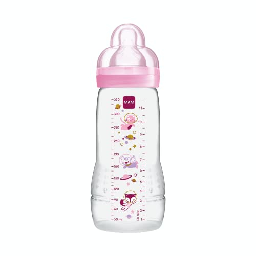 MAM 2nd Age 330ml Bottle 6 Months and + - Colour : Transparent pink patterns