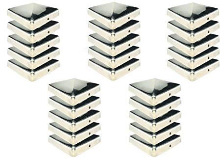 Gartenwelt Riegelsberger Pfostenkappe 91x91 mm aus Edelstahl Pyramidenform | Für 90x90 mm Kantholzpfosten | 25 Stück inkl. Schrauben | Rostfrei und witterungsbeständig