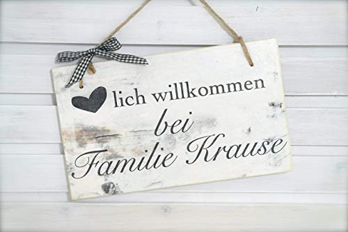 Türschild aus Holz mit dem Name der Familie, Personaliiserte Geschenkidee, Holzgeschenk zur Hochzeit, zum Richtfest, zu Weihnachten uvm.