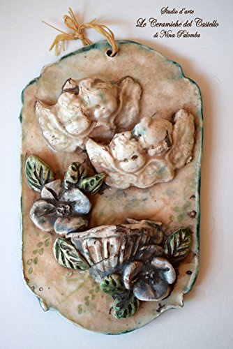 Acquasantiera Angioletti - Pezzo Unico - Handmade - Le Ceramiche del Castello - 100% Made in Italy - dim. 15 x 9 cm.