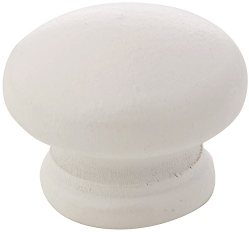 Merriway BH03887 (4 pièces) Bouton de porte d'armoire et de tiroir percé, pin avec finition blanche 38 mm 1,1/2 pouces, lot de 4 pièces
