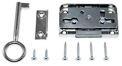 SN-TEC Aufschraubschloss/Möbelschloss/Schrankschloss, Dornmaß: 15mm, (Gesamttiefe 34mm), rechts/links/LAD verwendbar incl. Schließblech incl. Montagematerial