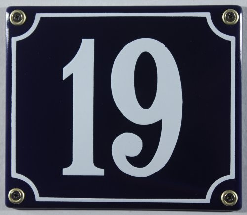 Buddel-Bini Wetterfestes Emaille Hausnummernschild 19 blau/weiß 14x12 cm sofort lieferbar