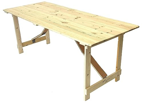 BE Furniture 6' x 2'6'' Wooden Trestle Table With Sturdy Folding Legs, Ideal For Camping, Car Boot Sales, Trade Shows, Events And Around The Home