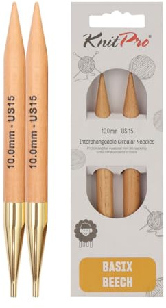 KnitPro Basix Beech Austauschbare Nadelspitzen 5 (13cm) | 10mm