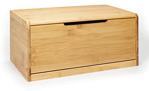 Woodluv Bread Bin Countertop Bread Storage for Kitchen With Drop Down Front Lid, 36.5 x 19.5 x 17.5 cm (No Assembly Required)