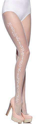 Merry Style Damen Strumpfhose Hochzeitsstrumpfhose MS304 20 DEN(Bianco-308, M (36-40))