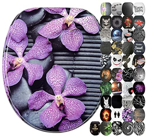 Sanilo WC Sitz mit Absenkautomatik, viele schöne schwarze Toilettendeckel zur Auswahl, hochwertige und stabile Qualität aus Holz (Vanda)