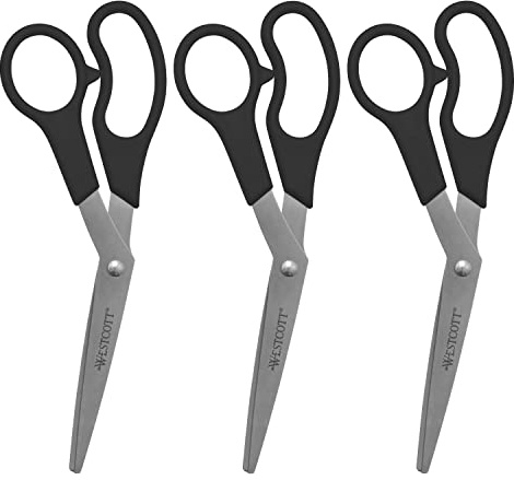 Westcott All purpose Value Scissors, 8 tum bent, 3-pack, svart