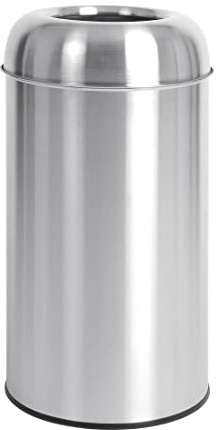 Bolero Stainless Steel Open Bullet Bin 40Ltr, Silver, Matt Finish, 40 Litre | Removable galvanized liner ensures simple emptying, with a protective polypropylene base ring to prevent floor scratches.