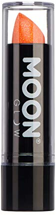 Moon Glow Neon UV Glitzer-Lippenstift, leuchtender neonfarbener Lippenstift, leuchtet unter UV-Strahlung (Orange)