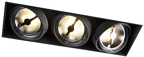 Qazqa - Design Einbaupunkt weiß AR111 trimmlos 3-Licht - Oneon 111-3 I Wohnzimmer I Schlafzimmer - Stahl Rechteckig - LED geeignet G53