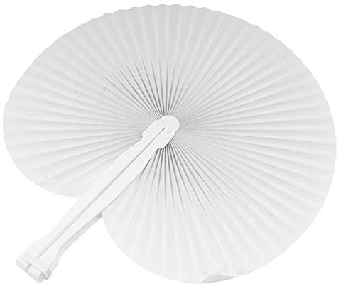 generico 70 pezzi ventagli ventaglio da borsetta matrimonio segnaposto bomboniera wedding manico in plastica e chiusura a gancio 7 colori (bianco)