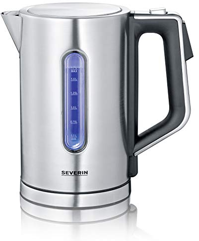 SEVERIN Digitaler Wasserkocher mit Fast-Boil-Power und individueller Temperaturauswahl, 1,7 l XXL-Füllvolumen, Edelstahl-gebürstet / Schwarz, 3000 W, 100% BPA-frei, WK 3418