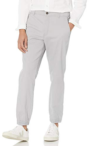Amazon Essentials Men's Slim-Fit Cotton Joggers, Breathable, Light Grey, Medium