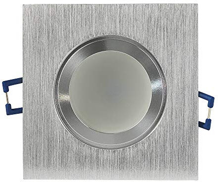 Foco LED empotrable, 5 W, blanco frío, IP44, cuadrado, acero inoxidable cepillado, 12 V, MR16, foco empotrable para baño o exterior, 60-70 mm, foco de techo para habitaciones húmedas