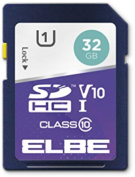 ELBE SD-1032 Tarjeta de Memoria SDHC de 32 GB (hasta 100 MB/s, Class 10, U1, V10, Video Full HD 1080 p y fotografía Digital)
