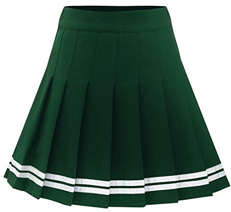 Dressystar Falda plisada elástica para mujer, para colegiala, patinadora, tenis, básica, minifalda, 10green white strip, L