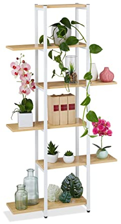 Relaxdays Étagère à plantes, escalier fleurs, 6 niveaux, HLP 150 x 78 x 24 cm, métal, support intérieur