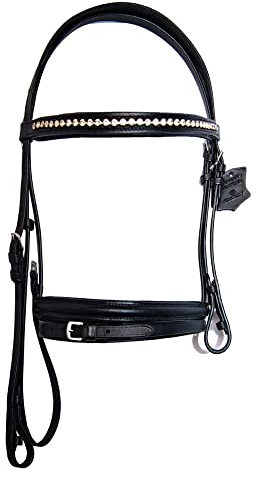 Wonder Care Top Grain Cowhide Leather English Bridle Snaffle Horse Bridle Noseband with Browband Horse Bit Bridle Sniffle Full with Reins Bridles for Horses