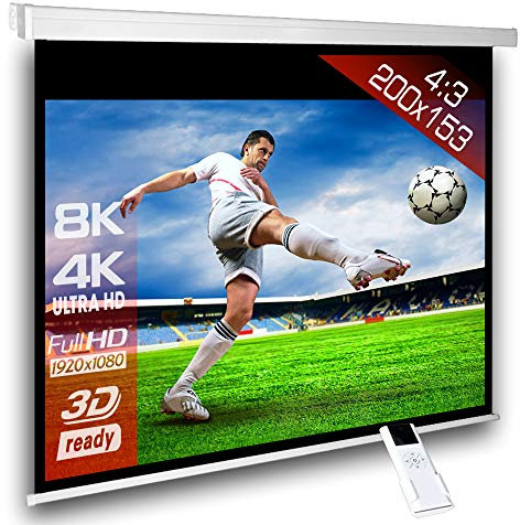 ScreenLux Écran de Projection motorisé 200 x 165 (194 x 145) cm 4:3 - Longueur du boîtier 230 cm -/ avec télécommande/HDTV / 3D / 4K / Écran de Projection pour Home cinéma & présentations