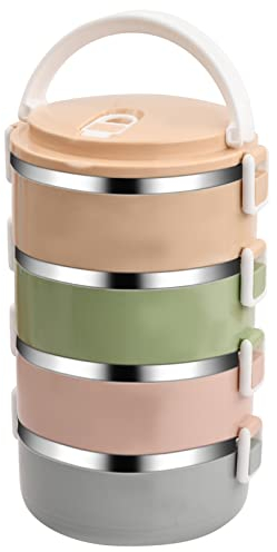 Laughhe Contenitore Porta Pranzo Termico, 3 Strati Lunch Box Acciaio Inox Scatola Termica per il Pranzo Portatile per Ufficio, Scuola, Picnic (2800ml)