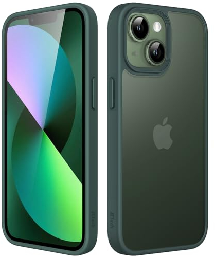 JETech Matt Hülle für iPhone 13 Mini 5,4 Zoll, Stoßfest Militärstandard FallSchutz Handyhülle, Mattierte Durchscheinende Rückseite Schutzhülle, Anti-Fingerabdruck (Dunkelgrün)