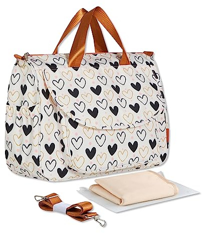 SONARIN Große Kapazität Stilvolle Baby Wickeltasche,Wasserdicht Tragbare Reise Wickeltasche Umhängetasche Tragetasche Henkeltaschen Babytasche mit Schultergurte & Wickelunterlage