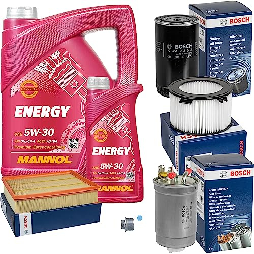 Inspektionspaket Wartungspaket Filterset mit 6 L Motoröl Energy 5W-30, Ölfilter, Innenraumfilter, Luftfilter, Kraftstofffilter, Verschlussschraube
