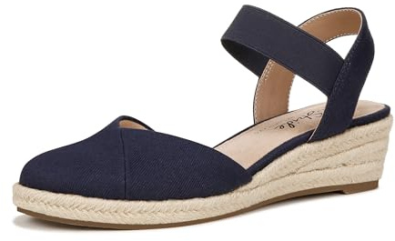 LifeStride Womens Kimmie Wedge Espadrilles Lux Navy 8 M