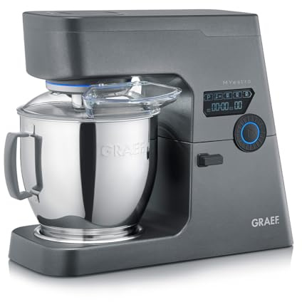GRAEF Küchenmaschine MYestro KM7016 Knetmaschine mit 7 Liter Edelstahl-Rührschüssel, Multifunktionale Rührmaschine mit flüsterleisem und effizientem 800 Watt Gleichstrommotor
