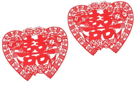 PRETYZOOM 2st Glückliches Wort Hochzeitszimmer Hochzeit Zarter Hochzeitsaufkleber Chinesischer Hochzeitsschmuck Hochzeitsversorgung Traditioneller Türaufkleber Zubehör Rot Vlies Doppelseitig