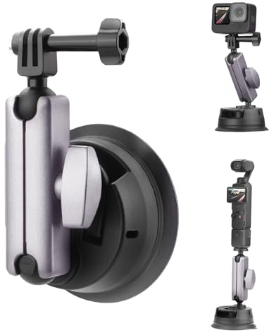 BRDRC Pocket 3 Saugnapfhalterung, Autohalterung für Windschutzscheibe und Fenster, Kamera-Halterung für DJI Osmo Pocket 3, Action 4, Insta360 X4 X3, GoPro Hero 12 11 10 9 Zubehör – Aluminiumlegierung