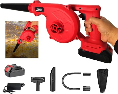 Hooha 21V Akku Laubbläser Mit Batterien, Brushless, 230km/h Luftgeschwindigkeit, 2 Geschwindigkeitsstufen, 20000 RPM,Geräuscharmes Design,Für Gardena/Rasenpflege/Laubblasen