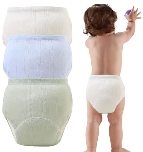 Calzoncillos higiénicos, Ropa interior higiénica para niños y niñas, 100% algodón, lavables, reutilizables, 3 piezas Calzoncillos higiénicos para niños