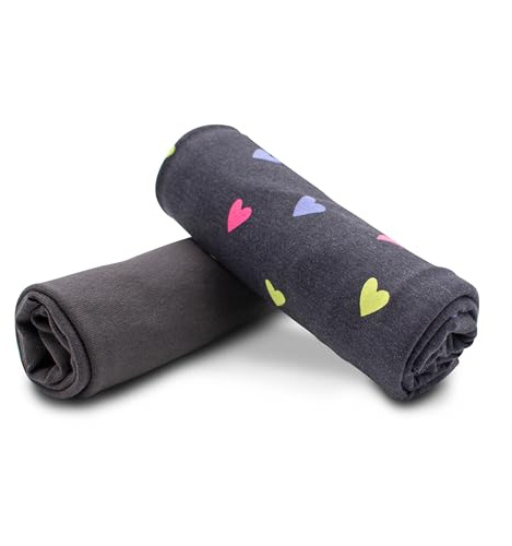 Stoffpaket 0,5m Jersey + 0,5m Bündchenstoff zum Nähen von Kinderkleidung Kinderstoff Jerseystoff (Hearts Grau Meliert + Anthrazit Set02)