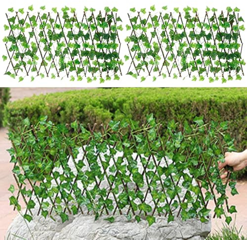 Hbbgdiy 2 Pezzi Recinzione per la Privacy espandibile, Recinzione edera Artificiale, Schermo della Privacy Decorativo per Balcone, Patio, spazi Esterni, Che Copre la