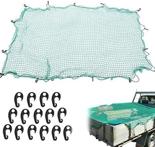CHSG Red de Carga, 1.2x2.2m Red de Carga para Camioneta, para Cargas Ligeras Diarias de Camiones, Red Maletero de Coche con 15 Ganchos, para Coche, ATV, Barco, SUV, Furgoneta, Remolque