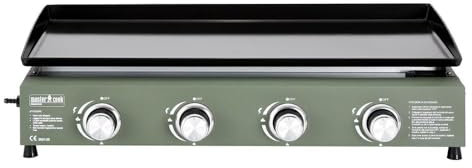 MasterCook - Piastra A Gas Professionale Da Esterno In Acciaio Inox Con 2, 3, 4 Fornelli Regolabili, Piastra A Gas Per Grigliare All’aperto In Campeggio O Giardino (Verde, 4 bruciatori)