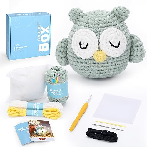 CrochetBox Komplettes Schottisches Hochlandrind Häkelset für Anfänger, Eulen Häkelset, Video-Tutorial einbeziehen, Anleitung, Weiches Garn