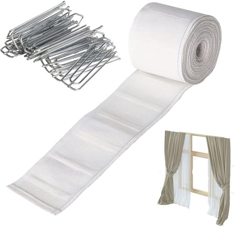 Cortinas de cinta adhesiva: cinta de pliegue de tela, juego de gancho de drapeado ajustable | Accesorio de cortina decorativa, herramienta de cortinas versátil, equipo de pleno resistente para la esqu