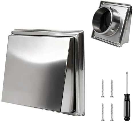 AWBEOT Rejilla Ventilacion Rectangular Acero Inoxidable 125mm Rejillas de Ventilacion Rejilla Campana Extractora con Solapa Antirretorno para Exterior Cocina Horno Autocaravanas