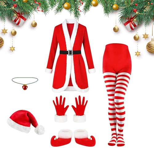 Arroopu Tomte kostym kvinnor, rolig klänning kostym - julkostymer | för fest cosplay scenframträdande
