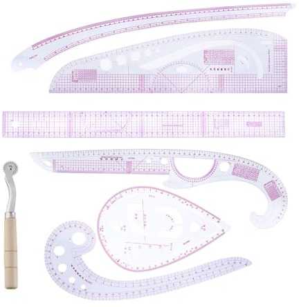 Righelli Da Cucito Per Tessuti | Guida Chiara Per La Creazione Di Modelli | 7 Pezzi Righelli Sarti Metrici Francesi | Per Quilter Sarti Designer Maglia Uncinetto Creazione Abito Pantalone Indumenti Ca
