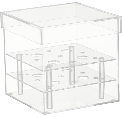 DECORNIJIA Caja Transparente de Acrílico para Flores Preservadas, Jarrón 9 Agujeros para Rosas, Contenedor para Arreglos y Embalaje, Adecuado para Decoración y Manualidades