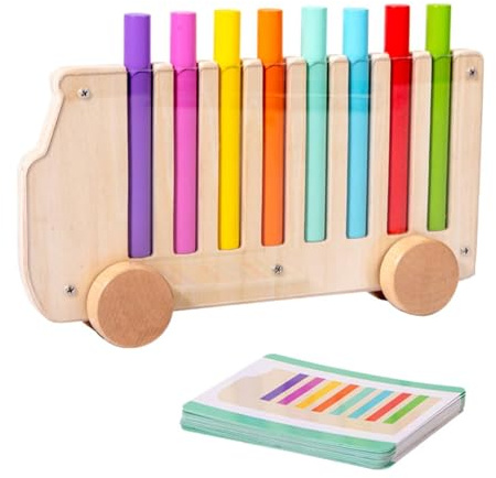 perfeclan Children Learning Game Educational Car Sorting Game Matching Toy Preschool Learning Toy Wooden Material Suitable for fine motor practice skill stations therapy rooms