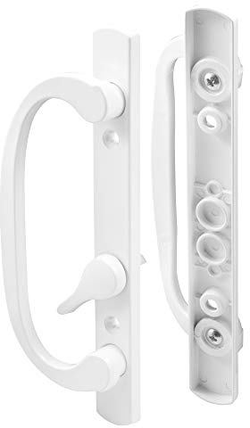 Prime-Line C 1280 Mortise-Style Sliding Door Handle Set – Replace Old or Damaged Door Handles Quickly and Easily –for Right- or Left-Handed Doors - White Diecast, 3-15/16” Mounting Holes | Non-keyed diecast construction